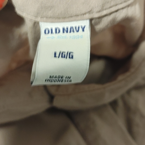 Women's Tan Button Front Sleeveless Collard Old Navy Shirt Top - Picture 4 of 6